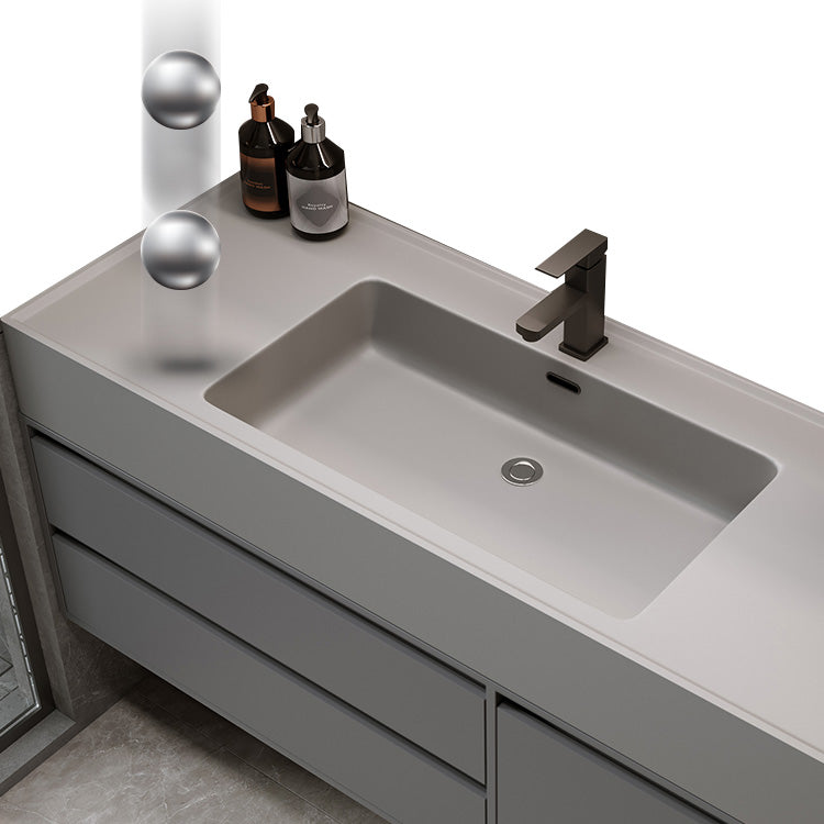 Modern Wall Mount Sink Vanity Wood Bathroom Vanity Set with Mirror Clearhalo 'Bathroom Remodel & Bathroom Fixtures' 'Bathroom Vanities' 'bathroom_vanities' 'Home Improvement' 'home_improvement' 'home_improvement_bathroom_vanities' 7639900