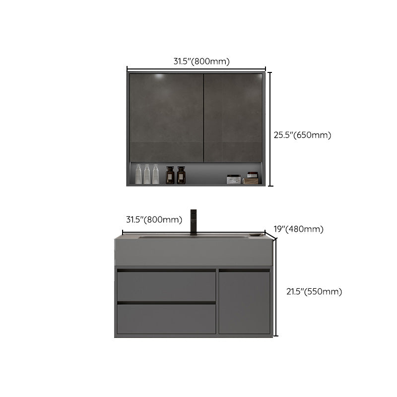 Modern Wall Mount Sink Vanity Wood Bathroom Vanity Set with Mirror Clearhalo 'Bathroom Remodel & Bathroom Fixtures' 'Bathroom Vanities' 'bathroom_vanities' 'Home Improvement' 'home_improvement' 'home_improvement_bathroom_vanities' 7639912