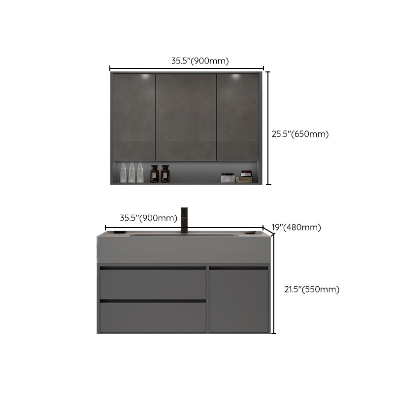 Modern Wall Mount Sink Vanity Wood Bathroom Vanity Set with Mirror Clearhalo 'Bathroom Remodel & Bathroom Fixtures' 'Bathroom Vanities' 'bathroom_vanities' 'Home Improvement' 'home_improvement' 'home_improvement_bathroom_vanities' 7639913