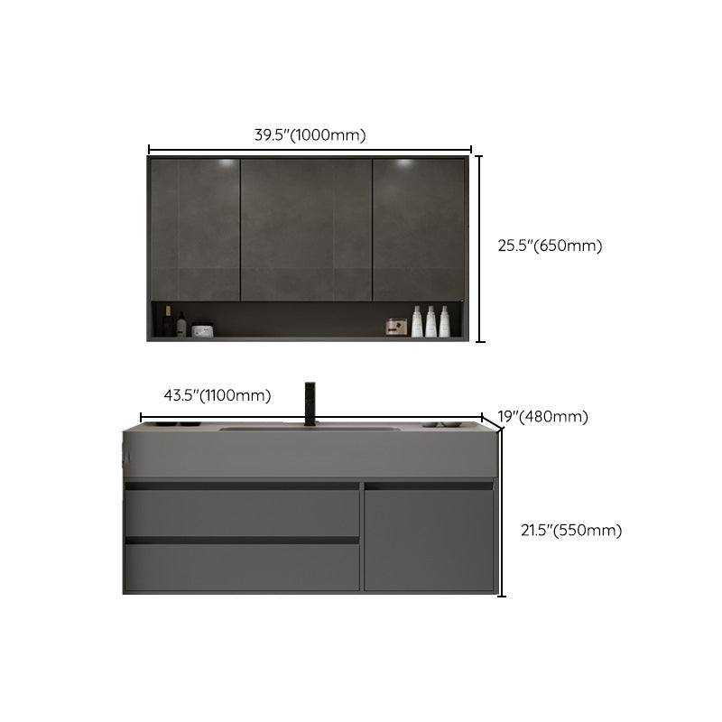 Modern Wall Mount Sink Vanity Wood Bathroom Vanity Set with Mirror Clearhalo 'Bathroom Remodel & Bathroom Fixtures' 'Bathroom Vanities' 'bathroom_vanities' 'Home Improvement' 'home_improvement' 'home_improvement_bathroom_vanities' 7639915