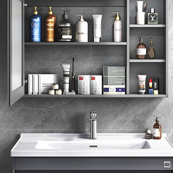 Modern Wall Mount Sink Vanity Wood Bathroom Sink Vanity with Mirror Clearhalo 'Bathroom Remodel & Bathroom Fixtures' 'Bathroom Vanities' 'bathroom_vanities' 'Home Improvement' 'home_improvement' 'home_improvement_bathroom_vanities' 7639930