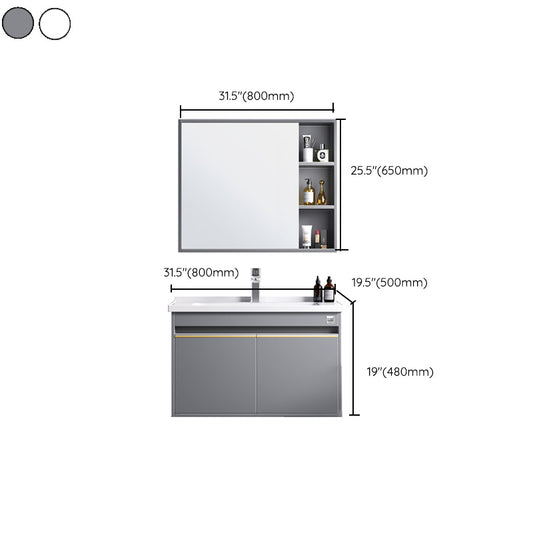 Modern Wall Mount Sink Vanity Wood Bathroom Sink Vanity with Mirror Clearhalo 'Bathroom Remodel & Bathroom Fixtures' 'Bathroom Vanities' 'bathroom_vanities' 'Home Improvement' 'home_improvement' 'home_improvement_bathroom_vanities' 7639938