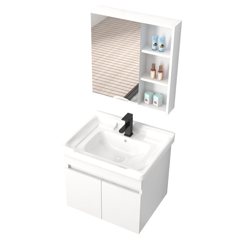 Modern Wall Mount Bathroom Vanity White Ceramic Single-Sink Rectangular Vanity Set Clearhalo 'Bathroom Remodel & Bathroom Fixtures' 'Bathroom Vanities' 'bathroom_vanities' 'Home Improvement' 'home_improvement' 'home_improvement_bathroom_vanities' 7640022