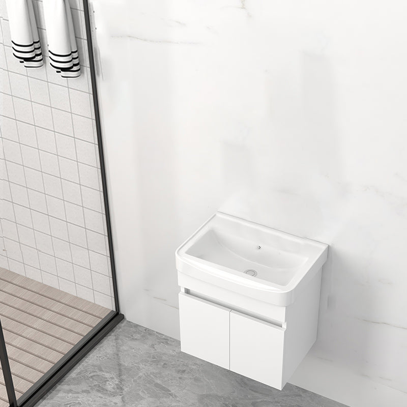 Modern Wall Mount Bathroom Vanity White Ceramic Single-Sink Rectangular Vanity Set Bathroom Vanity 20"L x 14"W x 20"H Mid Clearhalo 'Bathroom Remodel & Bathroom Fixtures' 'Bathroom Vanities' 'bathroom_vanities' 'Home Improvement' 'home_improvement' 'home_improvement_bathroom_vanities' 7640039