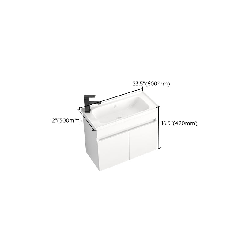 Modern Wall Mount Bathroom Vanity White Ceramic Single-Sink Rectangular Vanity Set Clearhalo 'Bathroom Remodel & Bathroom Fixtures' 'Bathroom Vanities' 'bathroom_vanities' 'Home Improvement' 'home_improvement' 'home_improvement_bathroom_vanities' 7640052