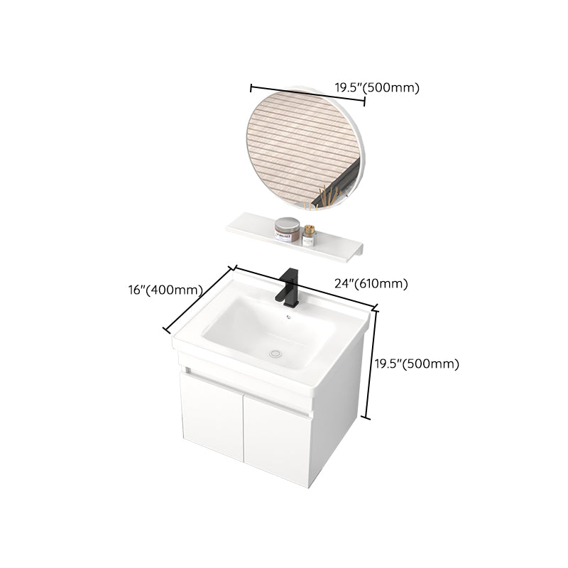 Modern Wall Mount Bathroom Vanity White Ceramic Single-Sink Rectangular Vanity Set Clearhalo 'Bathroom Remodel & Bathroom Fixtures' 'Bathroom Vanities' 'bathroom_vanities' 'Home Improvement' 'home_improvement' 'home_improvement_bathroom_vanities' 7640060