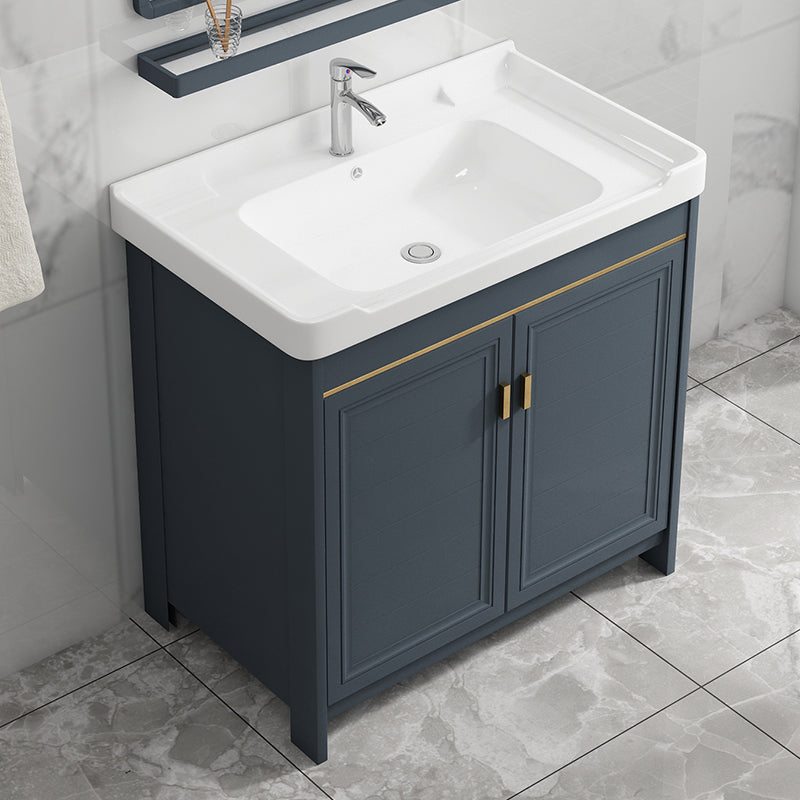 Glam Freestanding Bathroom Vanity Blue Metal Frame Single-Sink Vanity Set Clearhalo 'Bathroom Remodel & Bathroom Fixtures' 'Bathroom Vanities' 'bathroom_vanities' 'Home Improvement' 'home_improvement' 'home_improvement_bathroom_vanities' 7640074