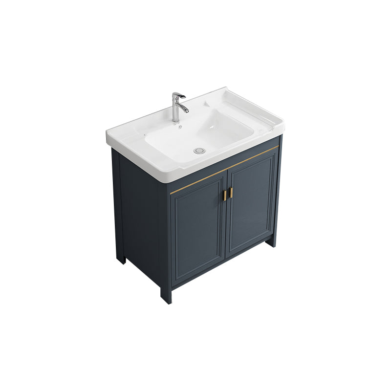 Glam Freestanding Bathroom Vanity Blue Metal Frame Single-Sink Vanity Set Vanity & Faucet Towel Bar Not Included Clearhalo 'Bathroom Remodel & Bathroom Fixtures' 'Bathroom Vanities' 'bathroom_vanities' 'Home Improvement' 'home_improvement' 'home_improvement_bathroom_vanities' 7640089