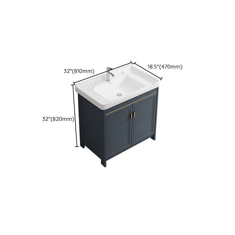 Glam Freestanding Bathroom Vanity Blue Metal Frame Single-Sink Vanity Set Clearhalo 'Bathroom Remodel & Bathroom Fixtures' 'Bathroom Vanities' 'bathroom_vanities' 'Home Improvement' 'home_improvement' 'home_improvement_bathroom_vanities' 7640100