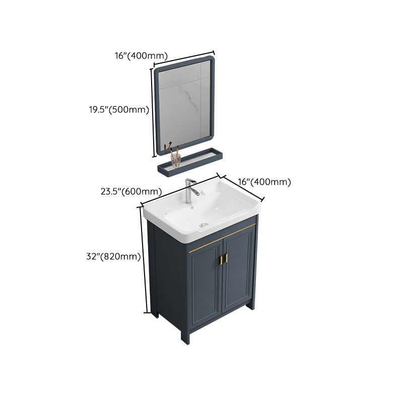 Glam Freestanding Bathroom Vanity Blue Metal Frame Single-Sink Vanity Set Clearhalo 'Bathroom Remodel & Bathroom Fixtures' 'Bathroom Vanities' 'bathroom_vanities' 'Home Improvement' 'home_improvement' 'home_improvement_bathroom_vanities' 7640103