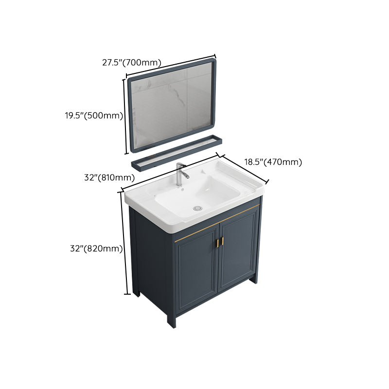 Glam Freestanding Bathroom Vanity Blue Metal Frame Single-Sink Vanity Set Clearhalo 'Bathroom Remodel & Bathroom Fixtures' 'Bathroom Vanities' 'bathroom_vanities' 'Home Improvement' 'home_improvement' 'home_improvement_bathroom_vanities' 7640106