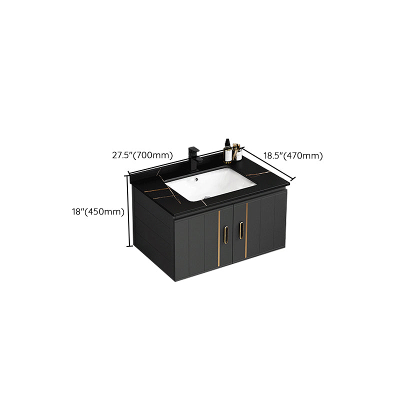 Modern Single Sink Vanity Black Ceramic Bath Vanity with Soft Close Door Clearhalo 'Bathroom Remodel & Bathroom Fixtures' 'Bathroom Vanities' 'bathroom_vanities' 'Home Improvement' 'home_improvement' 'home_improvement_bathroom_vanities' 7640155