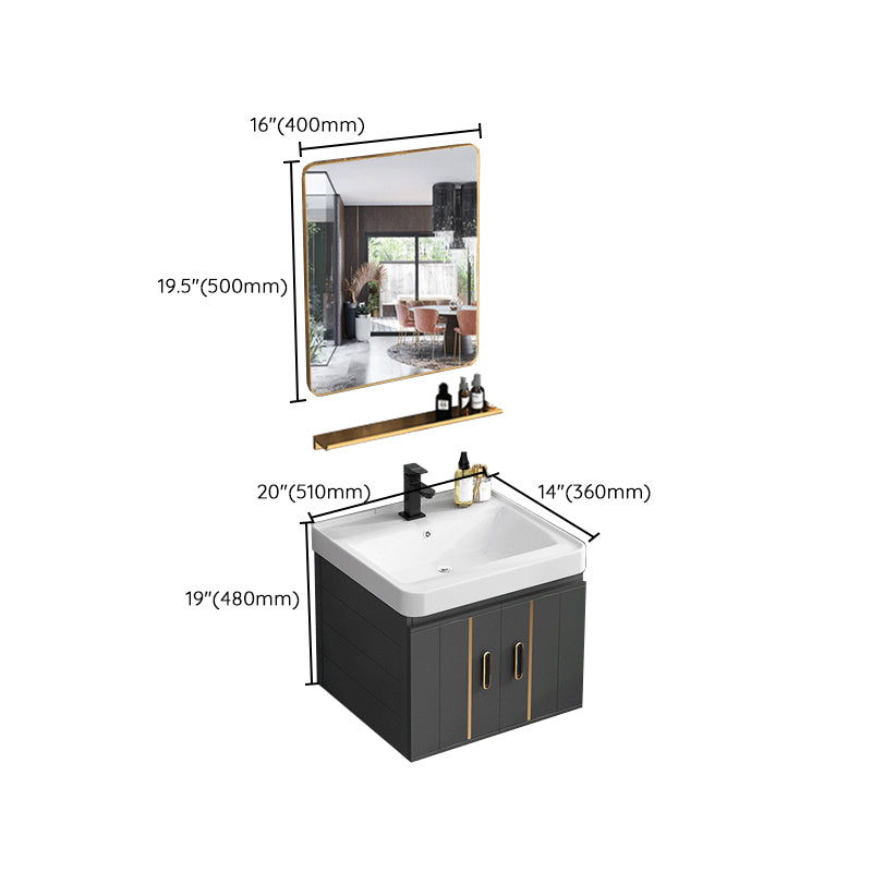 Modern Single Sink Vanity Black Ceramic Bath Vanity with Soft Close Door Clearhalo 'Bathroom Remodel & Bathroom Fixtures' 'Bathroom Vanities' 'bathroom_vanities' 'Home Improvement' 'home_improvement' 'home_improvement_bathroom_vanities' 7640159