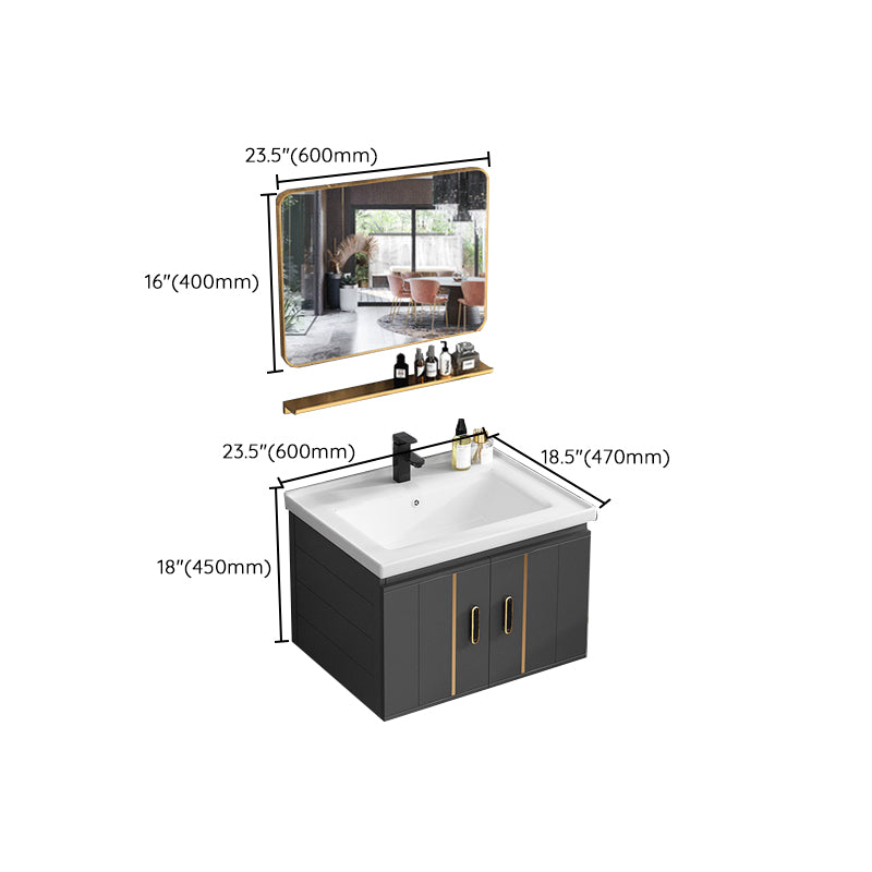 Modern Single Sink Vanity Black Ceramic Bath Vanity with Soft Close Door Clearhalo 'Bathroom Remodel & Bathroom Fixtures' 'Bathroom Vanities' 'bathroom_vanities' 'Home Improvement' 'home_improvement' 'home_improvement_bathroom_vanities' 7640160