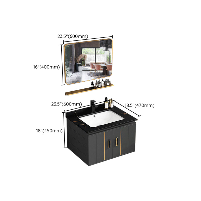 Modern Single Sink Vanity Black Ceramic Bath Vanity with Soft Close Door Clearhalo 'Bathroom Remodel & Bathroom Fixtures' 'Bathroom Vanities' 'bathroom_vanities' 'Home Improvement' 'home_improvement' 'home_improvement_bathroom_vanities' 7640161