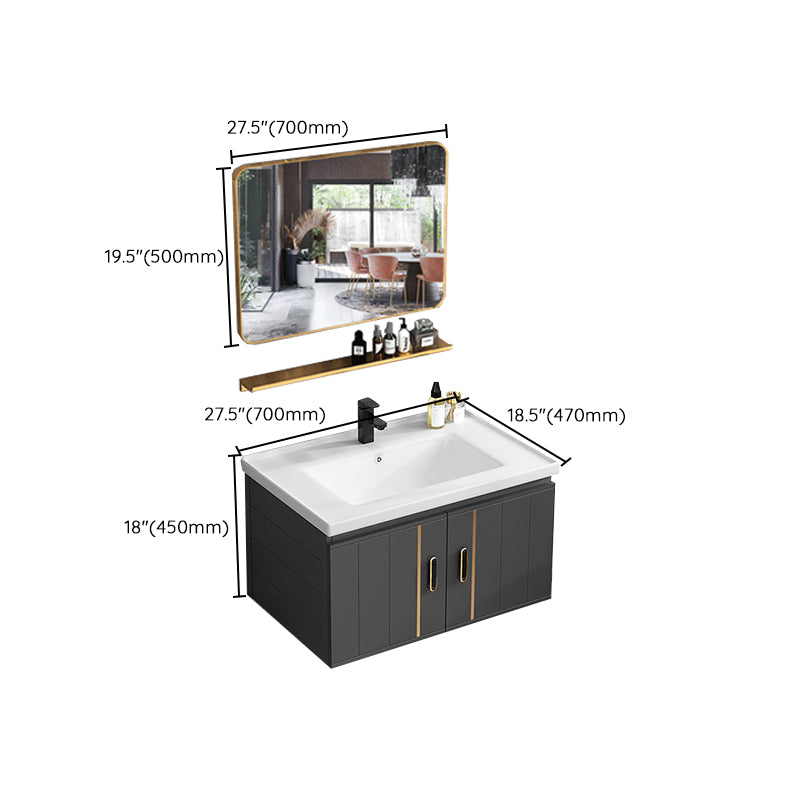 Modern Single Sink Vanity Black Ceramic Bath Vanity with Soft Close Door Clearhalo 'Bathroom Remodel & Bathroom Fixtures' 'Bathroom Vanities' 'bathroom_vanities' 'Home Improvement' 'home_improvement' 'home_improvement_bathroom_vanities' 7640162