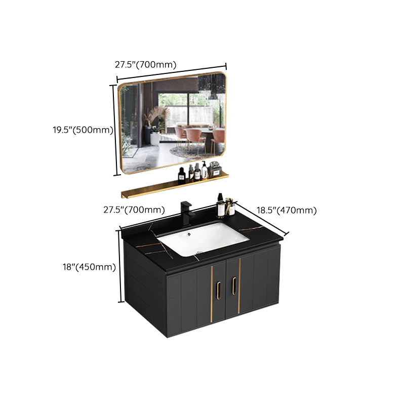 Modern Single Sink Vanity Black Ceramic Bath Vanity with Soft Close Door Clearhalo 'Bathroom Remodel & Bathroom Fixtures' 'Bathroom Vanities' 'bathroom_vanities' 'Home Improvement' 'home_improvement' 'home_improvement_bathroom_vanities' 7640163