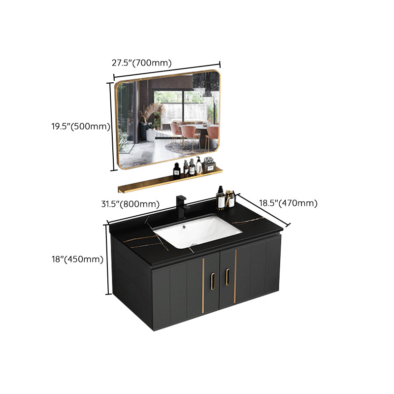 Modern Single Sink Vanity Black Ceramic Bath Vanity with Soft Close Door Clearhalo 'Bathroom Remodel & Bathroom Fixtures' 'Bathroom Vanities' 'bathroom_vanities' 'Home Improvement' 'home_improvement' 'home_improvement_bathroom_vanities' 7640165