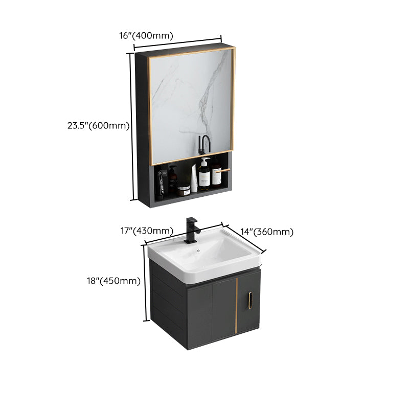 Modern Single Sink Vanity Black Ceramic Bath Vanity with Soft Close Door Clearhalo 'Bathroom Remodel & Bathroom Fixtures' 'Bathroom Vanities' 'bathroom_vanities' 'Home Improvement' 'home_improvement' 'home_improvement_bathroom_vanities' 7640166