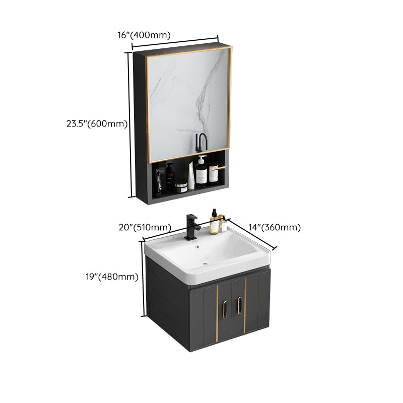 Modern Single Sink Vanity Black Ceramic Bath Vanity with Soft Close Door Clearhalo 'Bathroom Remodel & Bathroom Fixtures' 'Bathroom Vanities' 'bathroom_vanities' 'Home Improvement' 'home_improvement' 'home_improvement_bathroom_vanities' 7640167