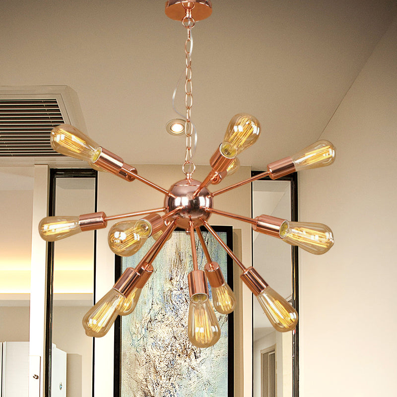 Copper/Chrome 9/12 Lights Chandelier Lamp Retro Stylish Metal Sputnik Ceiling Pendant Light over Table Clearhalo 'Cast Iron' 'Ceiling Lights' 'Chandeliers' 'Industrial Chandeliers' 'Industrial' 'Metal' 'Middle Century Chandeliers' 'Rustic Chandeliers' 'Tiffany' Lighting' 764492