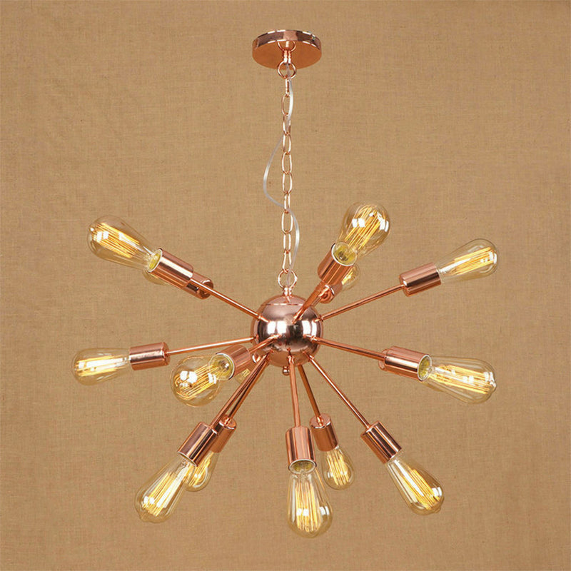 Copper/Chrome 9/12 Lights Chandelier Lamp Retro Stylish Metal Sputnik Ceiling Pendant Light over Table Clearhalo 'Cast Iron' 'Ceiling Lights' 'Chandeliers' 'Industrial Chandeliers' 'Industrial' 'Metal' 'Middle Century Chandeliers' 'Rustic Chandeliers' 'Tiffany' Lighting' 764493