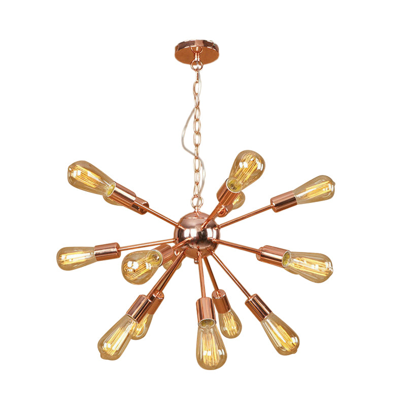 Copper/Chrome 9/12 Lights Chandelier Lamp Retro Stylish Metal Sputnik Ceiling Pendant Light over Table Clearhalo 'Cast Iron' 'Ceiling Lights' 'Chandeliers' 'Industrial Chandeliers' 'Industrial' 'Metal' 'Middle Century Chandeliers' 'Rustic Chandeliers' 'Tiffany' Lighting' 764494