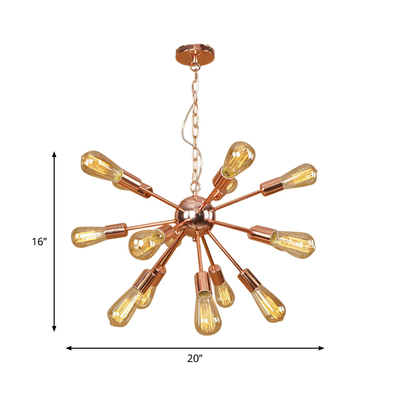 Copper/Chrome 9/12 Lights Chandelier Lamp Retro Stylish Metal Sputnik Ceiling Pendant Light over Table Clearhalo 'Cast Iron' 'Ceiling Lights' 'Chandeliers' 'Industrial Chandeliers' 'Industrial' 'Metal' 'Middle Century Chandeliers' 'Rustic Chandeliers' 'Tiffany' Lighting' 764495