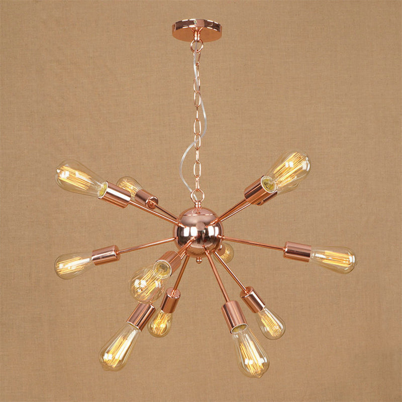 Copper/Chrome 9/12 Lights Chandelier Lamp Retro Stylish Metal Sputnik Ceiling Pendant Light over Table Clearhalo 'Cast Iron' 'Ceiling Lights' 'Chandeliers' 'Industrial Chandeliers' 'Industrial' 'Metal' 'Middle Century Chandeliers' 'Rustic Chandeliers' 'Tiffany' Lighting' 764498