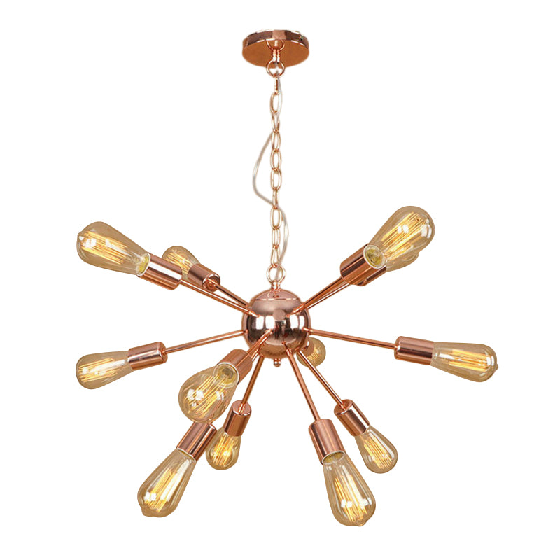 Copper/Chrome 9/12 Lights Chandelier Lamp Retro Stylish Metal Sputnik Ceiling Pendant Light over Table Clearhalo 'Cast Iron' 'Ceiling Lights' 'Chandeliers' 'Industrial Chandeliers' 'Industrial' 'Metal' 'Middle Century Chandeliers' 'Rustic Chandeliers' 'Tiffany' Lighting' 764499