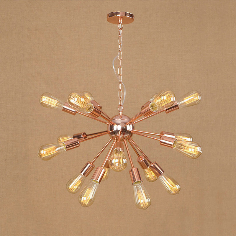 18/21 Lights Iron Chandelier Light Farmhouse Copper/Gold Finish Sputnik Ceiling Fixture for Dining Room 18 Copper Clearhalo 'Cast Iron' 'Ceiling Lights' 'Chandeliers' 'Industrial Chandeliers' 'Industrial' 'Metal' 'Middle Century Chandeliers' 'Rustic Chandeliers' 'Tiffany' Lighting' 764580