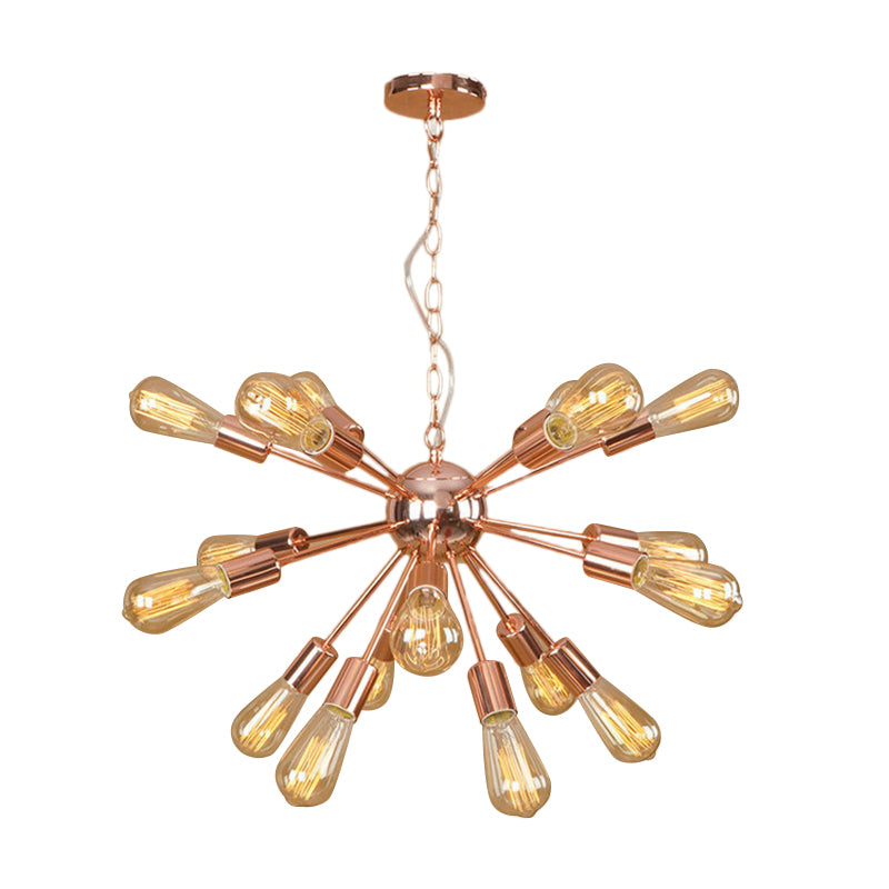 18/21 Lights Iron Chandelier Light Farmhouse Copper/Gold Finish Sputnik Ceiling Fixture for Dining Room Clearhalo 'Cast Iron' 'Ceiling Lights' 'Chandeliers' 'Industrial Chandeliers' 'Industrial' 'Metal' 'Middle Century Chandeliers' 'Rustic Chandeliers' 'Tiffany' Lighting' 764583