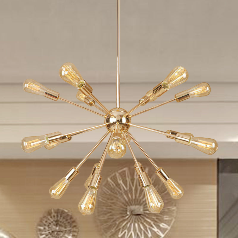 18/21 Lights Iron Chandelier Light Farmhouse Copper/Gold Finish Sputnik Ceiling Fixture for Dining Room Clearhalo 'Cast Iron' 'Ceiling Lights' 'Chandeliers' 'Industrial Chandeliers' 'Industrial' 'Metal' 'Middle Century Chandeliers' 'Rustic Chandeliers' 'Tiffany' Lighting' 764592