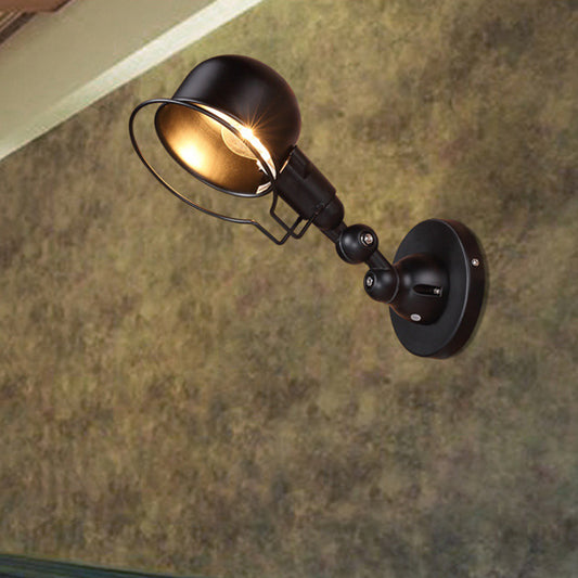 Rust/White Dome Wall Lamp Sconce Retro Style 1 Light Dining Room Adjustable Wall Lighting with Ring Clearhalo 'Art deco wall lights' 'Cast Iron' 'Glass' 'Industrial wall lights' 'Industrial' 'Middle century wall lights' 'Modern' 'Rustic wall lights' 'Tiffany' 'Traditional wall lights' 'Wall Lamps & Sconces' 'Wall Lights' Lighting' 764735