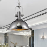 Nickel Finish Domed Pendant Light Industrial Metallic 1 Bulb Kitchen Hanging Lamp with Swivel Joint Clearhalo 'Art Deco Pendants' 'Cast Iron' 'Ceiling Lights' 'Ceramic' 'Crystal' 'Industrial Pendants' 'Industrial' 'Metal' 'Middle Century Pendants' 'Pendant Lights' 'Pendants' 'Tiffany' Lighting' 764816