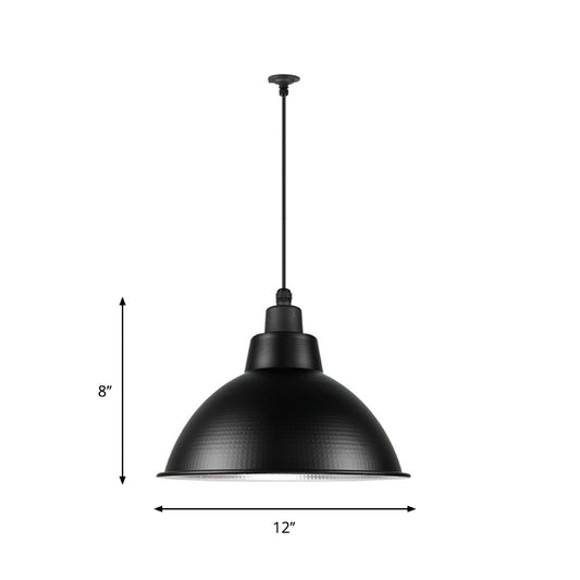 1 Head Bowl Suspension Light Industrial Style Black Finish Metal Pendant Lighting, 12"/14"/15" Width Clearhalo 'Art Deco Pendants' 'Black' 'Cast Iron' 'Ceiling Lights' 'Ceramic' 'Crystal' 'Industrial Pendants' 'Industrial' 'Metal' 'Middle Century Pendants' 'Pendant Lights' 'Pendants' 'Rustic Pendants' 'Tiffany' Lighting' 764851