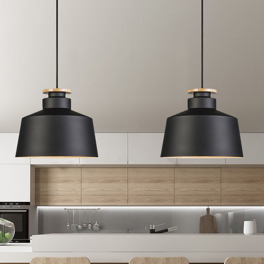 1 Head Barn/Cylinder/Tapered Pendant Light Modern Style Black/White Finish Metal Hanging Ceiling Light with Adjustable Cord Clearhalo 'Ceiling Lights' 'Modern Pendants' 'Modern' 'Pendant Lights' 'Pendants' Lighting' 765110