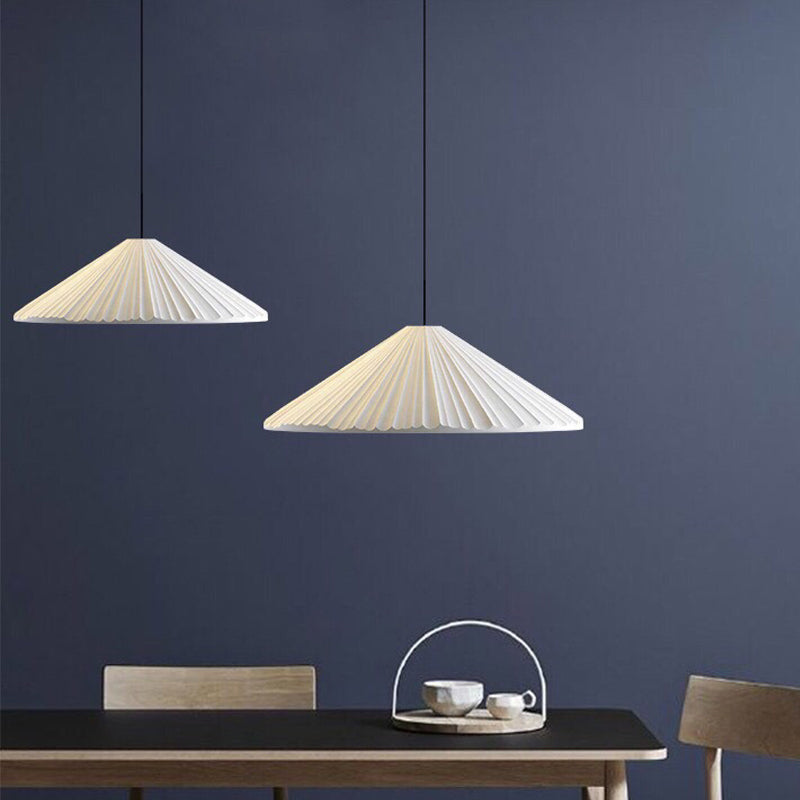 12.5"/16.5" W 1 Head Conic Pendant Light with Ribbed Design Nordic Style Blue/Pink/White Resin Hanging Lamp for Bedroom Clearhalo 'Ceiling Lights' 'Modern Pendants' 'Modern' 'Pendant Lights' 'Pendants' Lighting' 765165