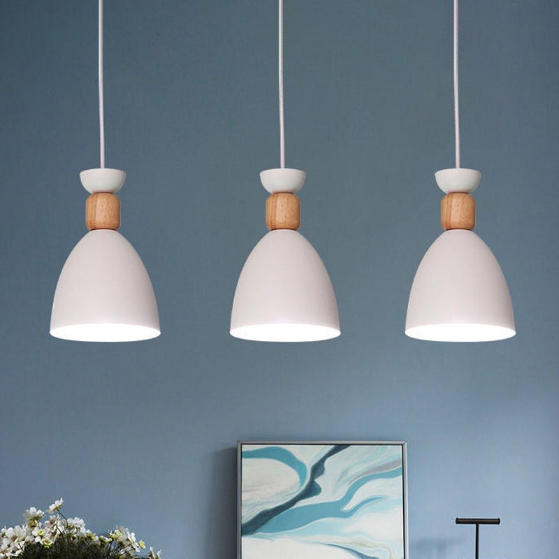 Macaron Style Dome Hanging Ceiling Light 1 Bulb Metal Pendant Light with Adjustable Cord in Grey/White/Green over Table Clearhalo 'Ceiling Lights' 'Modern Pendants' 'Modern' 'Pendant Lights' 'Pendants' Lighting' 765215