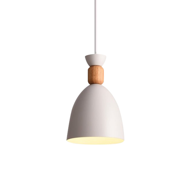 Macaron Style Dome Hanging Ceiling Light 1 Bulb Metal Pendant Light with Adjustable Cord in Grey/White/Green over Table Clearhalo 'Ceiling Lights' 'Modern Pendants' 'Modern' 'Pendant Lights' 'Pendants' Lighting' 765216