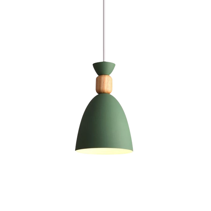 Macaron Style Dome Hanging Ceiling Light 1 Bulb Metal Pendant Light with Adjustable Cord in Grey/White/Green over Table Clearhalo 'Ceiling Lights' 'Modern Pendants' 'Modern' 'Pendant Lights' 'Pendants' Lighting' 765221