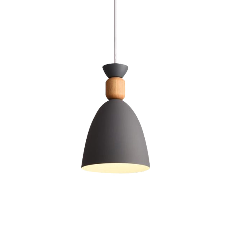 Macaron Style Dome Hanging Ceiling Light 1 Bulb Metal Pendant Light with Adjustable Cord in Grey/White/Green over Table Clearhalo 'Ceiling Lights' 'Modern Pendants' 'Modern' 'Pendant Lights' 'Pendants' Lighting' 765225