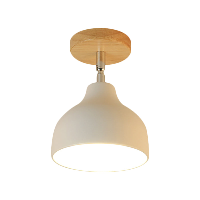 Modernist Domed Ceiling Mounted Light 1 Bulb Metal Angle Adjustable Semi Flush Ceiling Light in White/Pink Clearhalo 'Ceiling Lights' 'Close To Ceiling Lights' 'Close to ceiling' 'Semi-flushmount' Lighting' 765260