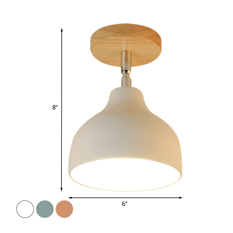 Modernist Domed Ceiling Mounted Light 1 Bulb Metal Angle Adjustable Semi Flush Ceiling Light in White/Pink Clearhalo 'Ceiling Lights' 'Close To Ceiling Lights' 'Close to ceiling' 'Semi-flushmount' Lighting' 765261