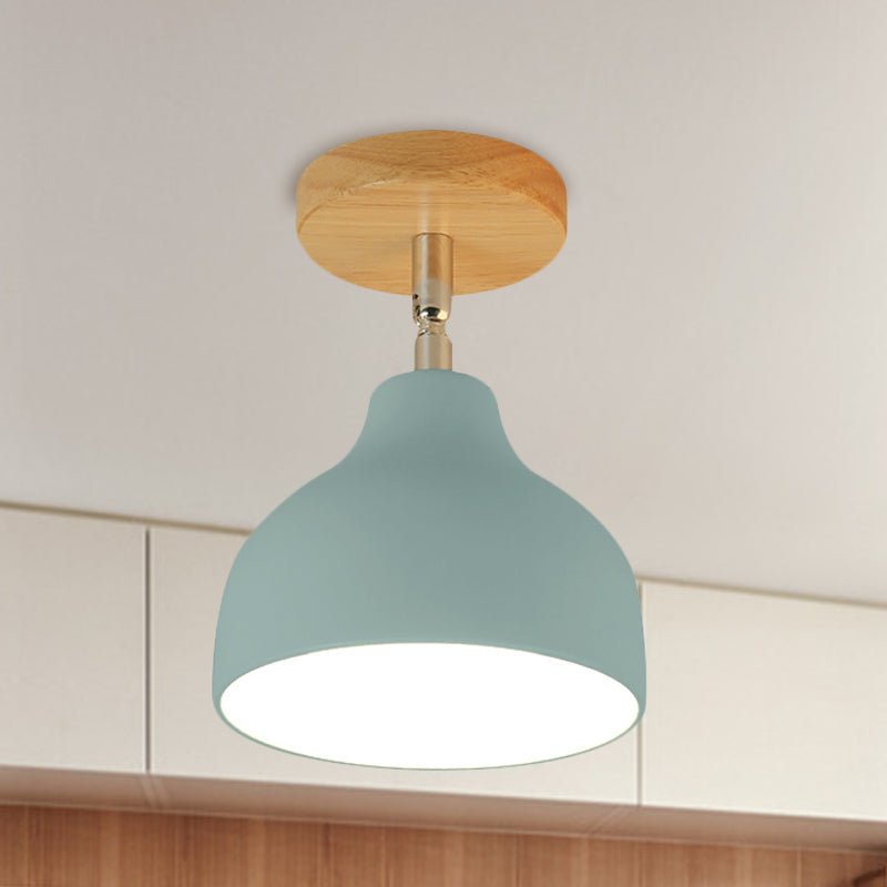 Modernist Domed Ceiling Mounted Light 1 Bulb Metal Angle Adjustable Semi Flush Ceiling Light in White/Pink Blue Clearhalo 'Ceiling Lights' 'Close To Ceiling Lights' 'Close to ceiling' 'Semi-flushmount' Lighting' 765262