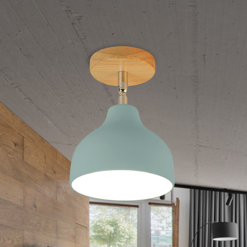 Modernist Domed Ceiling Mounted Light 1 Bulb Metal Angle Adjustable Semi Flush Ceiling Light in White/Pink Clearhalo 'Ceiling Lights' 'Close To Ceiling Lights' 'Close to ceiling' 'Semi-flushmount' Lighting' 765264