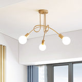 Industrial Style Twisted Semi Flush Mount Light 3-Light Metallic Ceiling Mounted Light with Bare Bulb in Brass Clearhalo 'Ceiling Lights' 'Close To Ceiling Lights' 'Close to ceiling' 'Semi-flushmount' Lighting' 765321