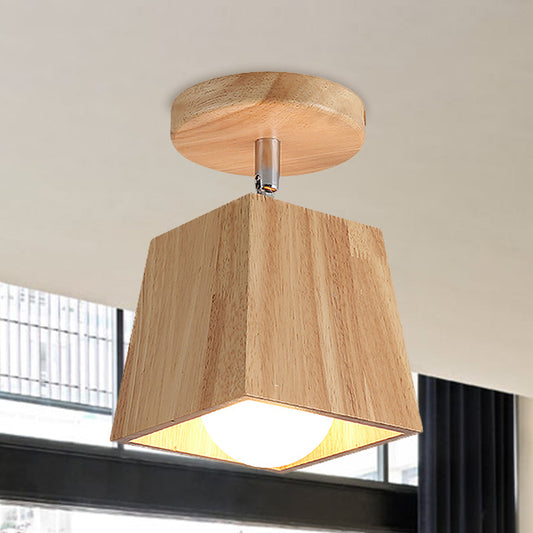 Rotatable Squared Wood Ceiling Mounted Fixture Modern 1 Light Foyer Semi Flush Light Fixture Wood Clearhalo 'Ceiling Lights' 'Close To Ceiling Lights' 'Close to ceiling' 'Semi-flushmount' Lighting' 765329