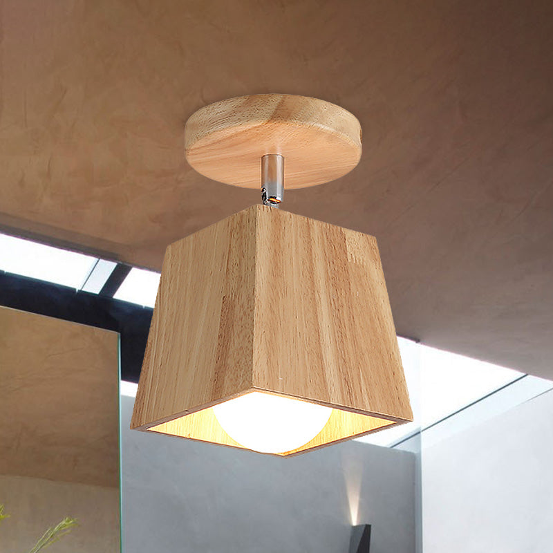 Rotatable Squared Wood Ceiling Mounted Fixture Modern 1 Light Foyer Semi Flush Light Fixture Clearhalo 'Ceiling Lights' 'Close To Ceiling Lights' 'Close to ceiling' 'Semi-flushmount' Lighting' 765331