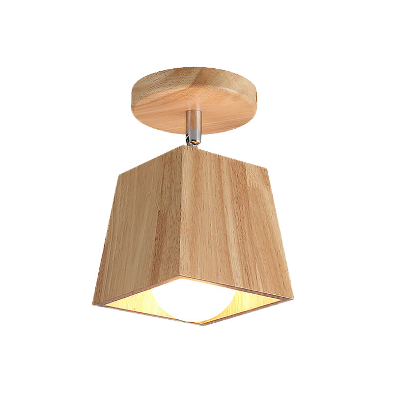 Rotatable Squared Wood Ceiling Mounted Fixture Modern 1 Light Foyer Semi Flush Light Fixture Clearhalo 'Ceiling Lights' 'Close To Ceiling Lights' 'Close to ceiling' 'Semi-flushmount' Lighting' 765332